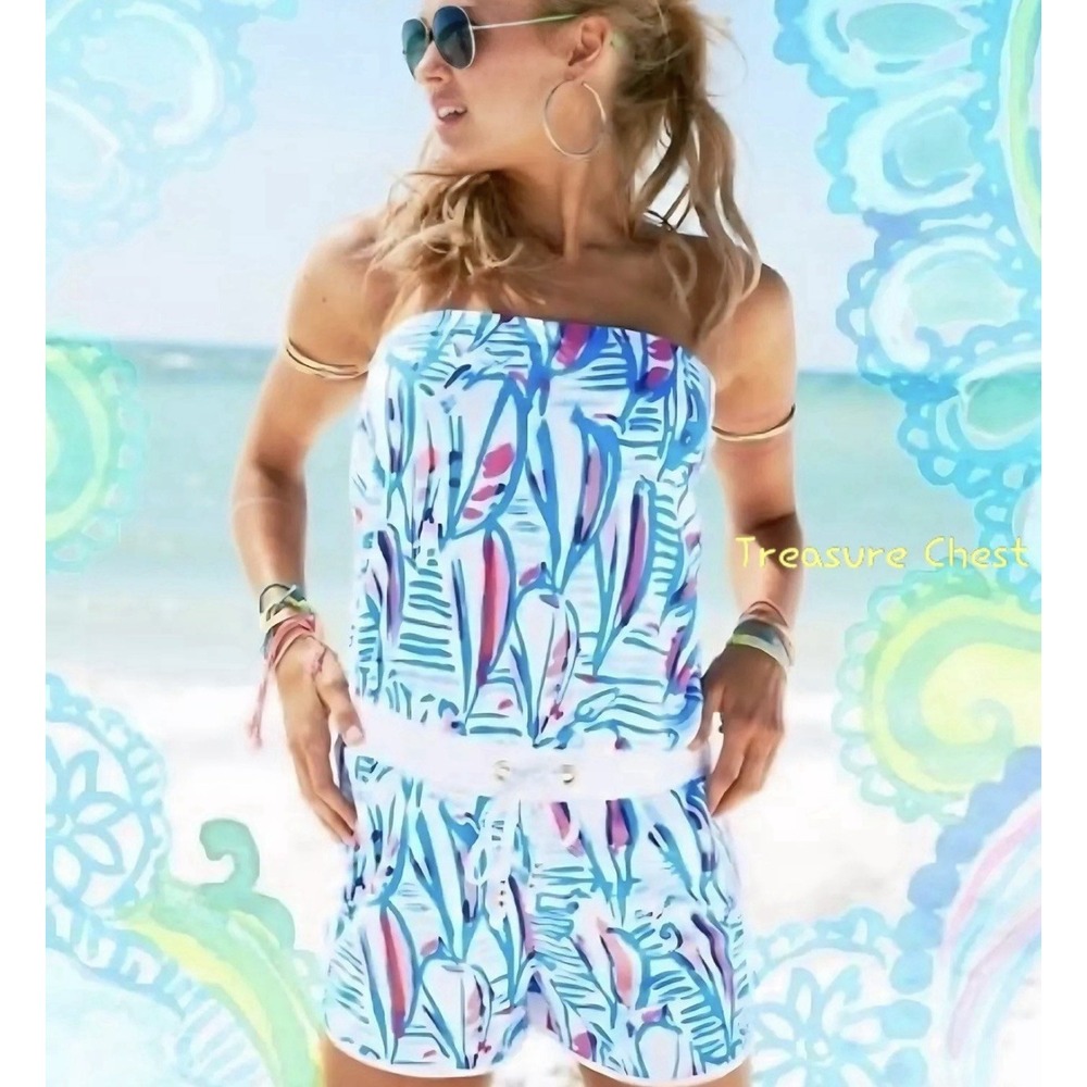 Lilly Pulitzer  Dixon Romper Red Right Return Size XS Terry Cloth Beach Cover Up